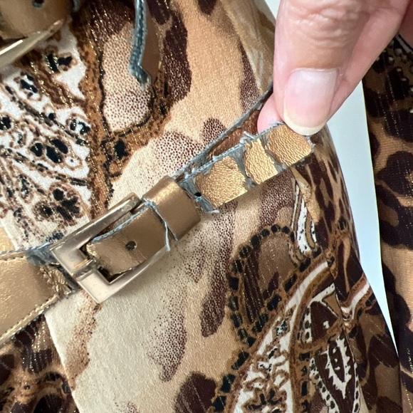 Cache Faux Wrap Long Sleeve Stretch Blouse Animal Paisley Print - Picture 4 of 9